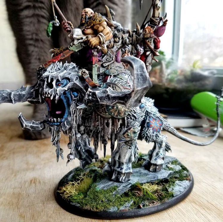 A painted Games Workshop Stonehorn.